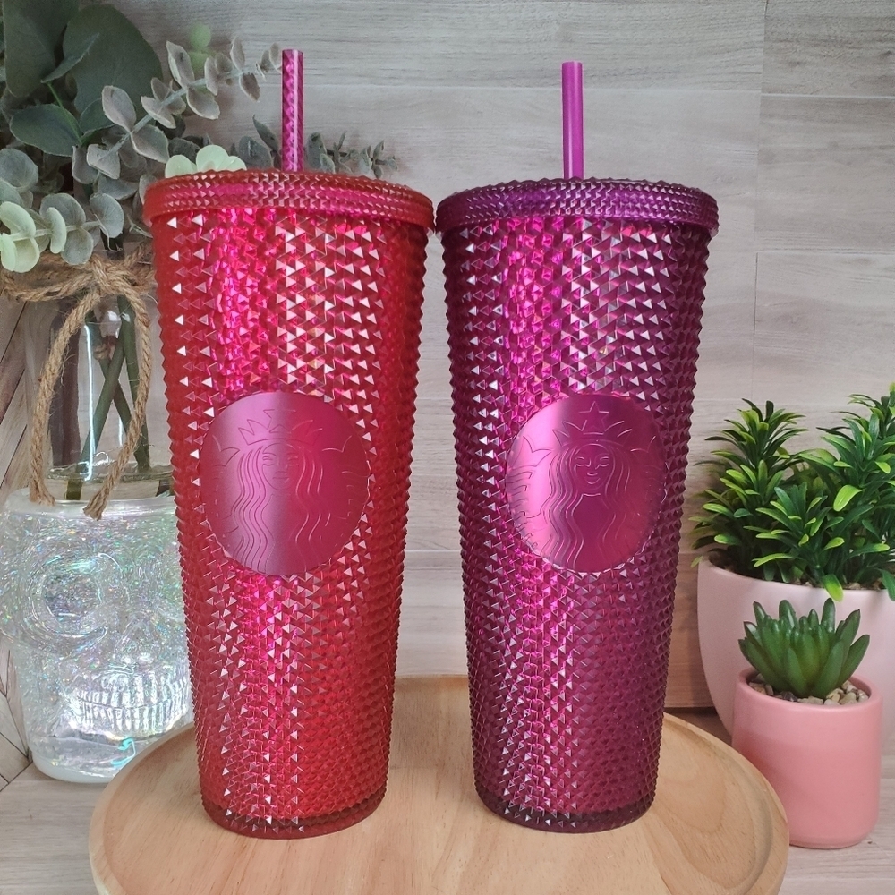 Starbucks Mexico LATAM Berry Bling Studded Tumbler Pink Red